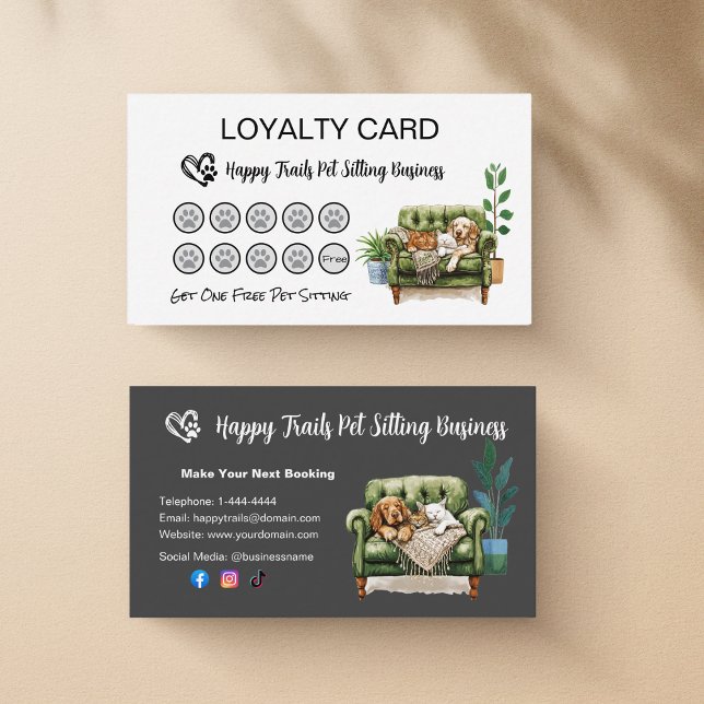 Cartão de Fidelidade para Pessoas que Cuidam de An (Pet Care Business Loyalty Card)