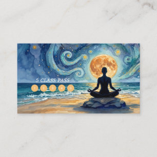 Cartão De Fidelidade Passe de 5 Classes de Yoga Meditação Céu Noturno E