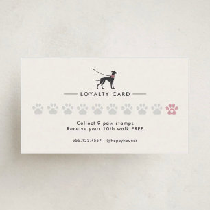 Cartão De Fidelidade Passeador de Cães Clássico Elegante   Passeio de C