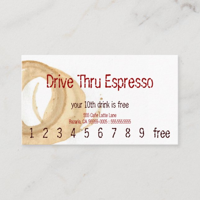 Cartão De Fidelidade Penicilina da lealdade da bebida da mancha do café (Frente)