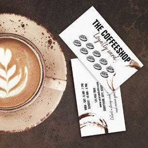 Cartão De Fidelidade Pequeno Retro Vintage Brown Cup retém café