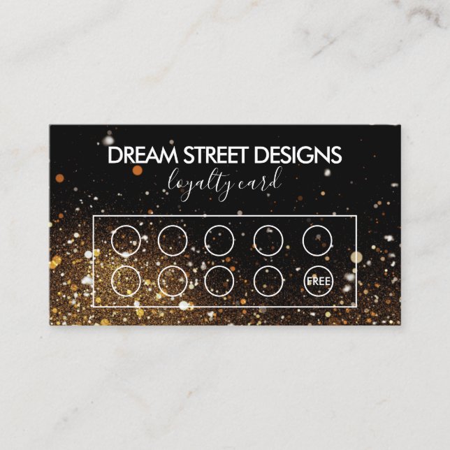 Cartão de fidelidade Personalizado Dourado e Preto (Frente)