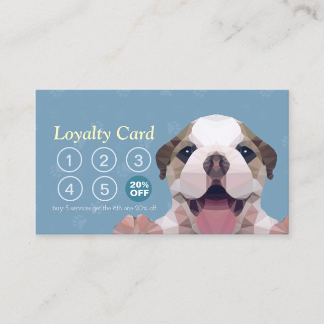 Cartão De Fidelidade Pet Care Sentando Banho e Alinhando Punch Lealdade (Frente)