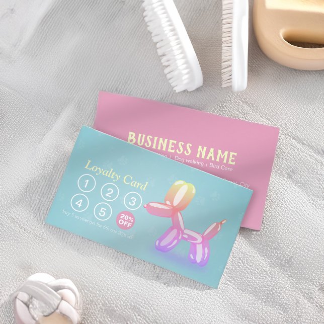 Cartão De Fidelidade Pet Care Sentando Banho e Alinhando Punch Lealdade (Criador carregado)
