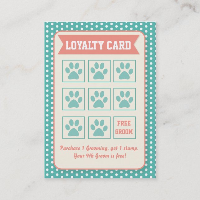 Cartão De Fidelidade Pet Groomer Loyalty Card - Personalizável (Frente)