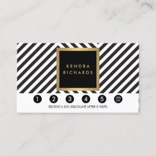 Cartão De Fidelidade Placa de Lealdade do Glam de Padrão Preto e Branco