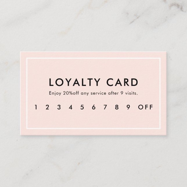 Cartão De Fidelidade Placa de Lealdade Rosa Blush Professional Moderno (Frente)