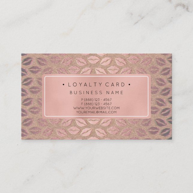 Cartão De Fidelidade Placa de Loyality 6 Punch Customer Beauon Lábios (Frente)