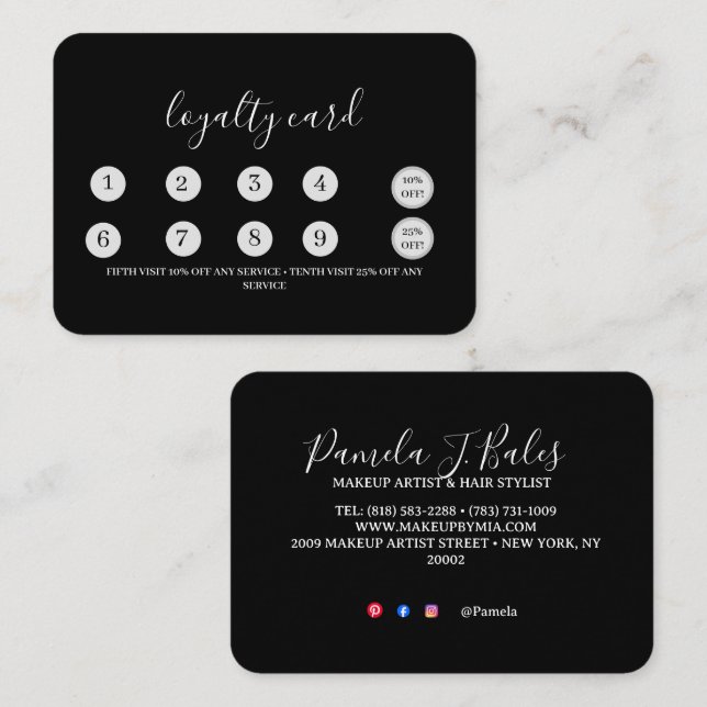 Cartão de Fidelidade Plano 3,5" x 2,0" (Frente/Verso)