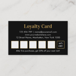 Cartão de Fidelidade PMU preto e dourado de luxo