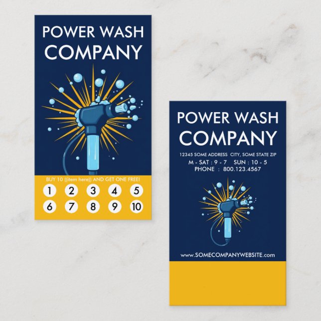 Cartão De Fidelidade Power Wash Loyalty Punch Card (Frente/Verso)