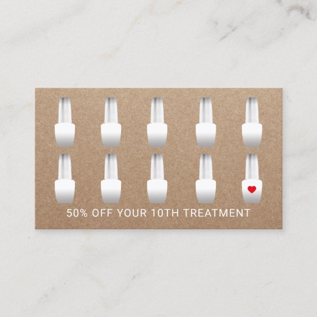 Cartão De Fidelidade Pregue o manicuro Kraft rústico do maquilhador do (Frente)