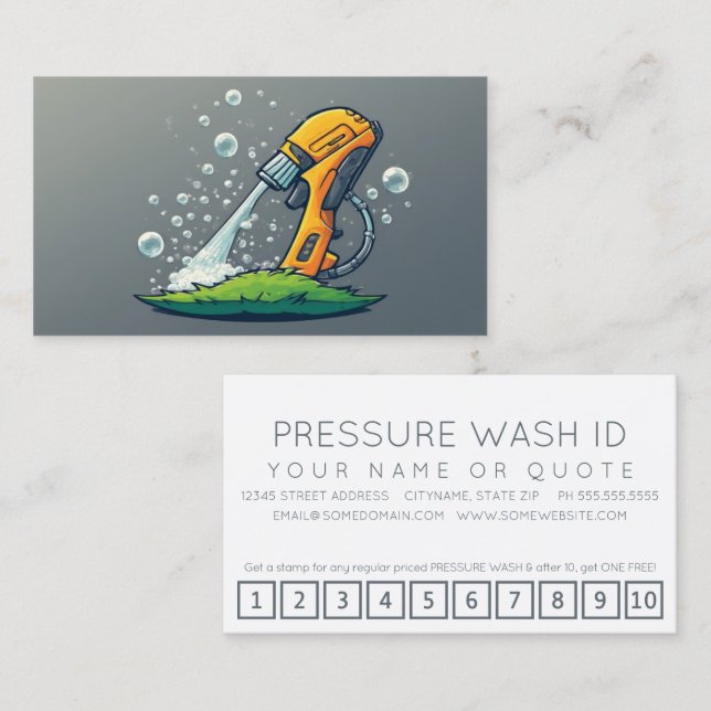 Cartão De Fidelidade PRESSURE WASHER customer loyalty punch card (Frente/Verso)