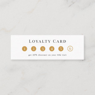 Cartão De Fidelidade Preto Dourado Elegante, branco simples, com 6 almo