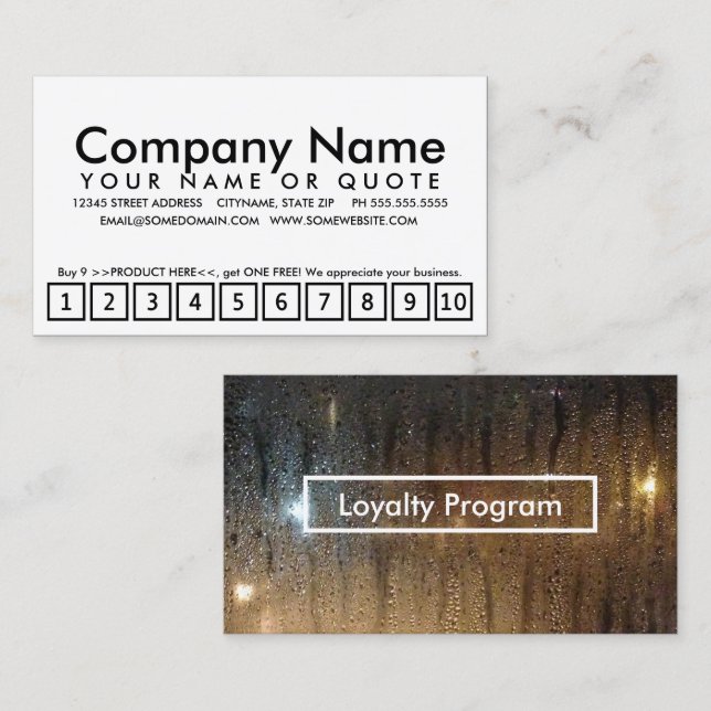 Cartão De Fidelidade programa da lealdade da chuva do outono (Frente/Verso)