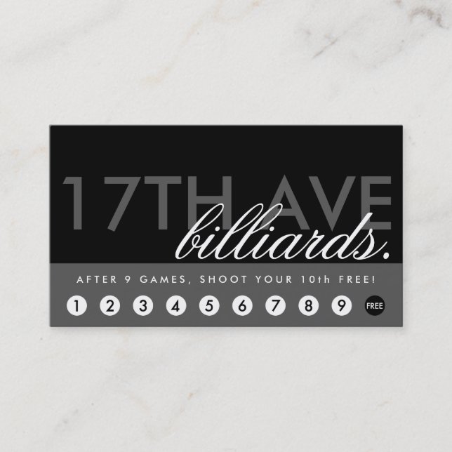 Cartão De Fidelidade Programa das recompensas dos BILHAR (Frente)