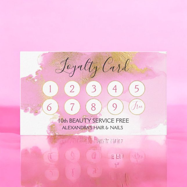 Cartão De Fidelidade Punch de lealdade entre mulheres e aquarelas, rosa (Criador carregado)