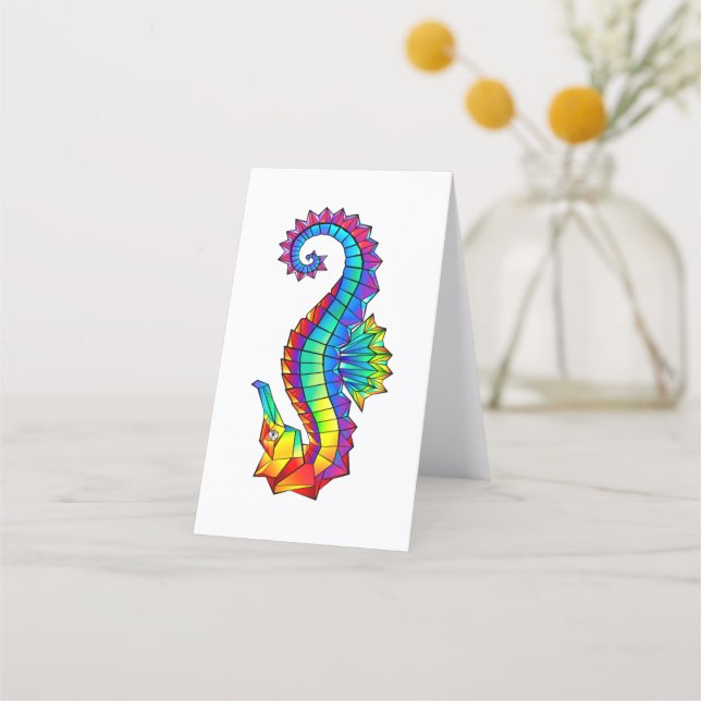Cartão De Fidelidade Rainbow Polygonal Seahorse (Verso)