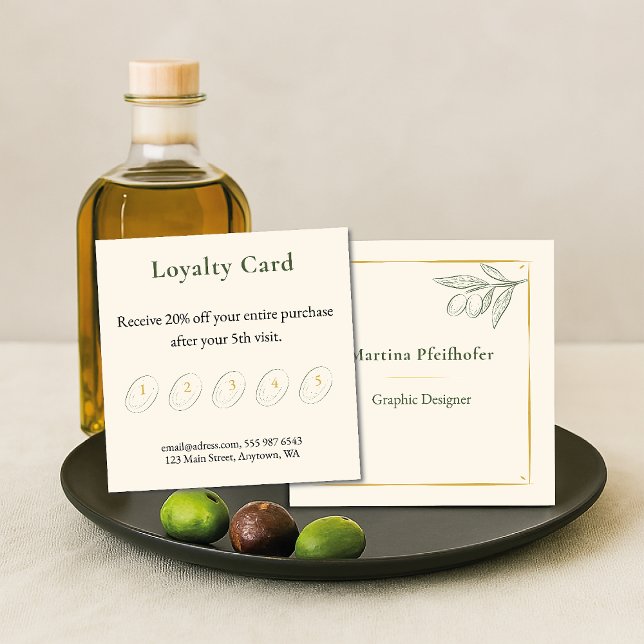 Cartão De Fidelidade ramo de oliveira elegante (Criador carregado)
