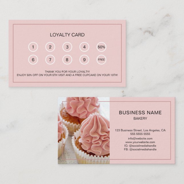 Cartão De Fidelidade Recompensa para Cliente de Padaria Foto Personaliz (Frente/Verso)