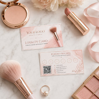 Cartão De Fidelidade Recompensas de Salão de Beleza Rosa Bege Feminino