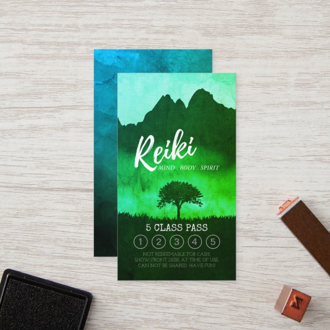 Cartão De Fidelidade Reiki Master Yoga Mediation 5 Class Pass Loyalties (Frente/Verso In Situ)