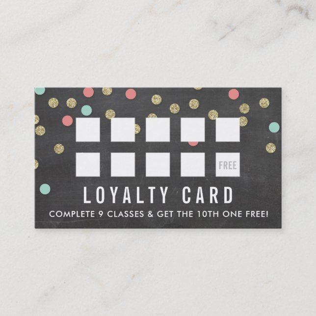 Cartão De Fidelidade REWARD LOYALTY CARD fofo confetti gold hortelã (Frente)