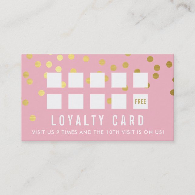 Cartão De Fidelidade REWARD LOYALTY CARD glam confetti dourado rosa pál (Frente)