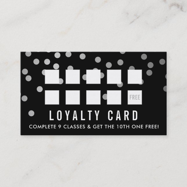 Cartão De Fidelidade REWARD LOYALTY CARD glam confetti prateado preto (Frente)