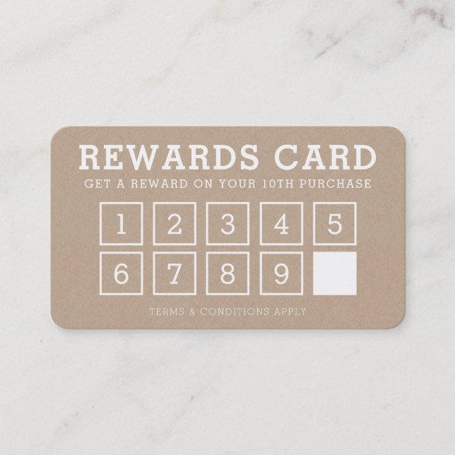 Cartão De Fidelidade REWARD PUNCH CARD simples lealdade moderna 10ª kra (Frente)