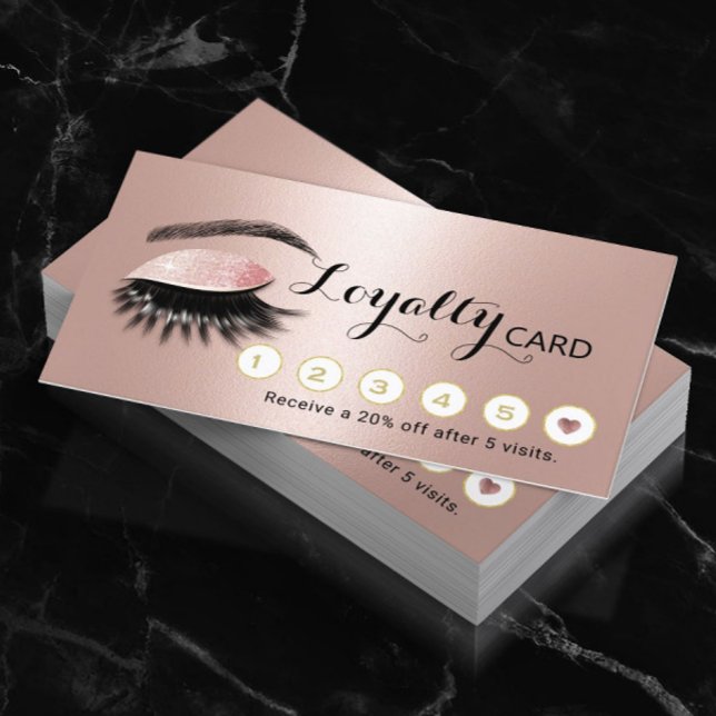 Cartão De Fidelidade Rosa Dourada Eyelash Salon Makeup Artist Loyalty (Criador carregado)