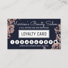 Cartão De Fidelidade Rosa Dourada Flores Marinho Punch Azul Loyalty Dis