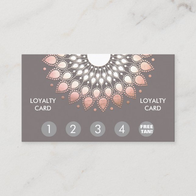 Cartão De Fidelidade Rosa Dourado Mandala Spray Tan Loyalty Punch (Frente)