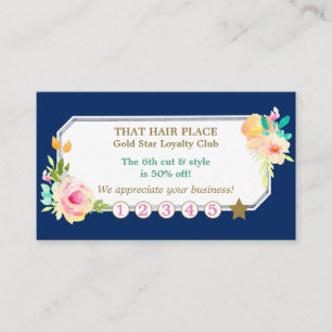 Cartão De Fidelidade Rosa Floral Border Hair Style Salon Loyalty Card