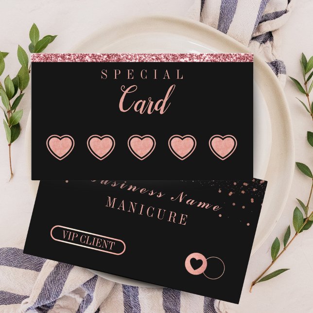 Cartão De Fidelidade Rose Gold Beauty Loyalty Card – Minimalist Design (Rose Gold Beauty Loyalty Card – Minimalist Design)