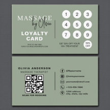 Sage Green Massage Therapist QR Code Loyalty Card