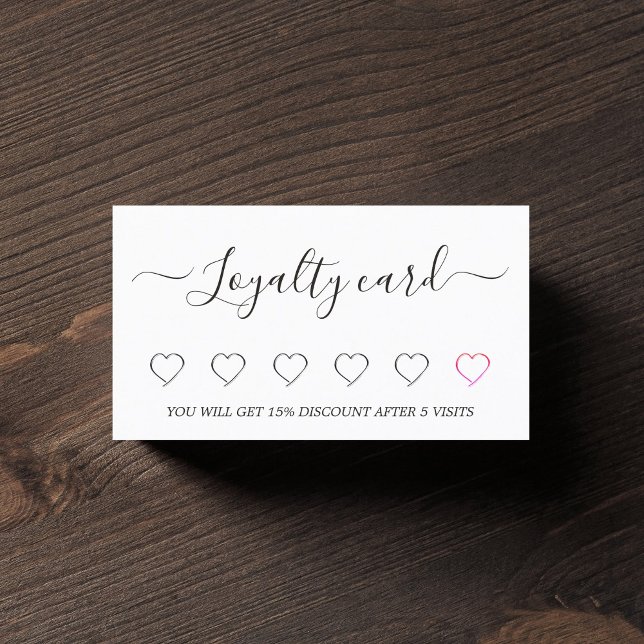 Cartão De Fidelidade Salão Branco Negro Elegante Moderno (Criador carregado)