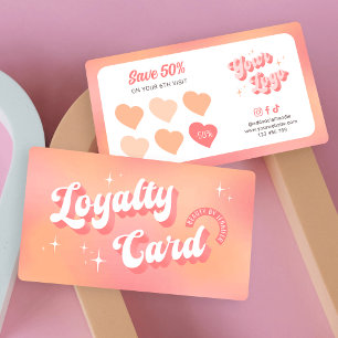 Cartão De Fidelidade Salão da Beleza Rosa Rosa Rosa, Retro Feminina Mod