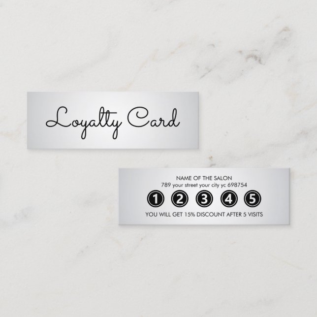Cartão De Fidelidade Salão de Bela Branca Elegante Moderno (Frente/Verso)