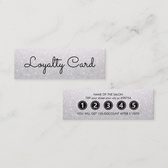 Cartão De Fidelidade Salão de Bela Branca Elegante Moderno (Frente/Verso)