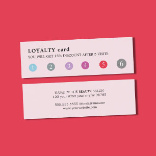 Cartão De Fidelidade Salão de beleza colorido do perfurador do rosa