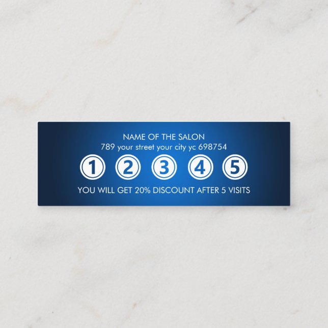Cartão De Fidelidade Salão de Beleza Elegante Azul Moderno (Verso)