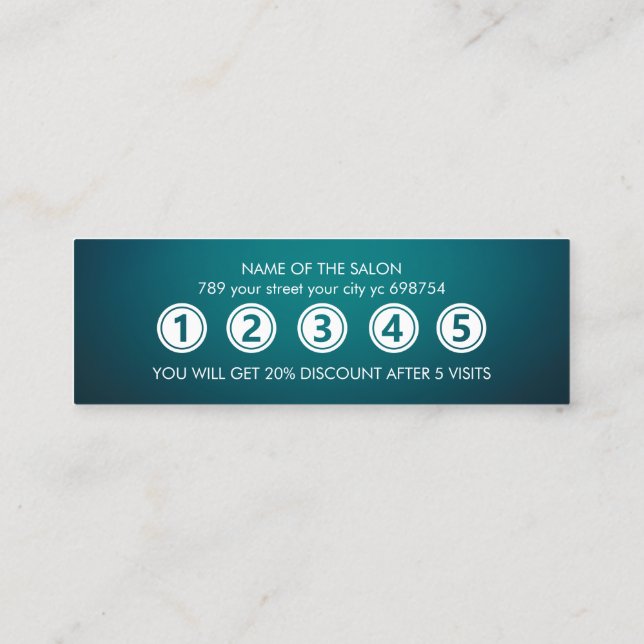 Cartão De Fidelidade Salão de Beleza Elegante Moderno (Verso)