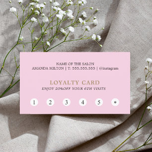 Cartão De Fidelidade Salão de Beleza Rosa Simples Elegante