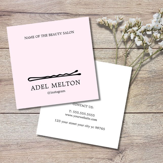 Cartão De Fidelidade Salão de Pinos Brancos Pretos e Elegantes Modernos (Criador carregado)