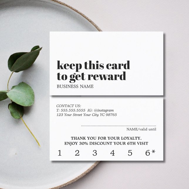 Cartão De Fidelidade Salão Negra Branca de Bela Branca Moderna Ivory (Criador carregado)