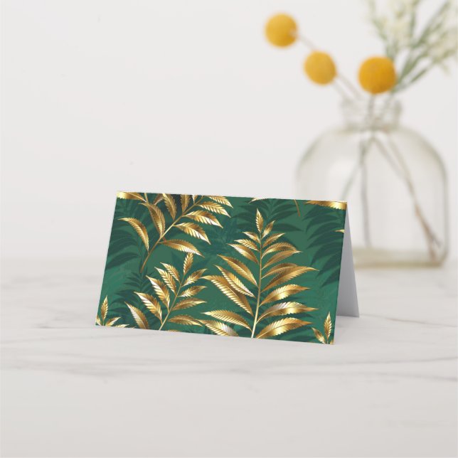 Cartão De Fidelidade Seamless pattern with golden ferns (Frente)