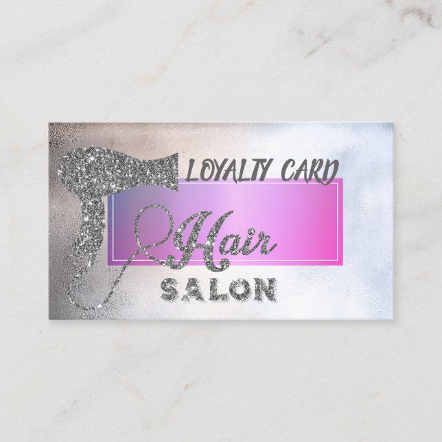 Cartão De Fidelidade Secador de Cabeleireiro Profissional Elegante, Cor (Frente)