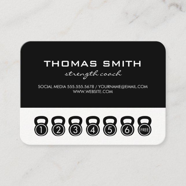 Cartão De Fidelidade Sessões do Kettle/Cartão de Almoço (preto/branco) (Frente)