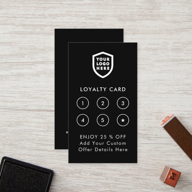 Cartão De Fidelidade Seu logotipo | Carro de Lealdade empresarial minim (Frente/Verso In Situ)